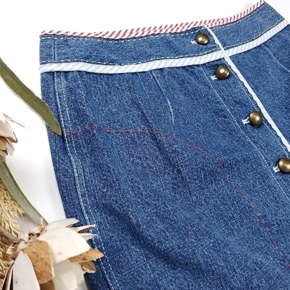 New Etcetera Blue Jean Denim Candy Cane Button Front Size 8 - Picture 10 of 13